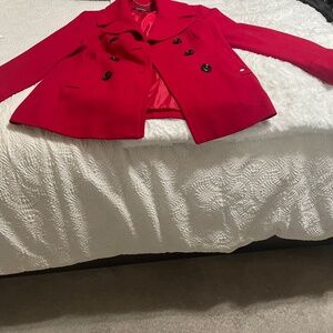 Red women’s size 12 wool pea coat